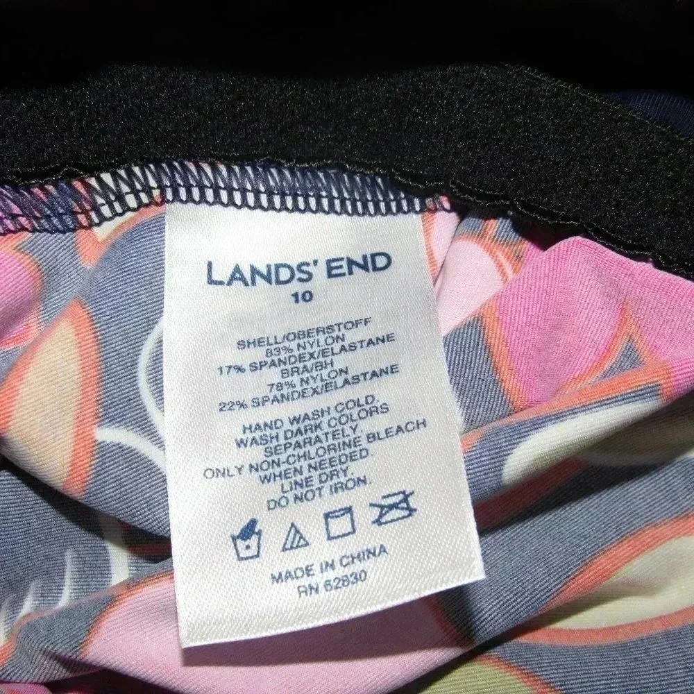 NWT LANDS’ END Deep Sea Jungle Floral Blouson Swim Tankini Size 10 - Picture 7 of 7